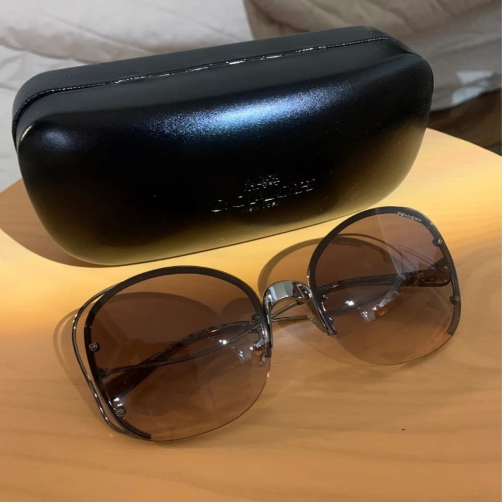 Coach Open Wire Sunglasses Gunmetal/Pink Brown Gradient